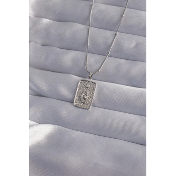 316L Çelik Zincir Gümüş Renk Lazer İşlemeli Göz Figür Tarot Kolye - TJ-BKO9018