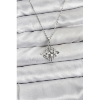 316L Çelik Zincir Gümüş Renk Sonsuzluk Model Zirkon Taşlı Kadın Kolye - TJ-BKO10872