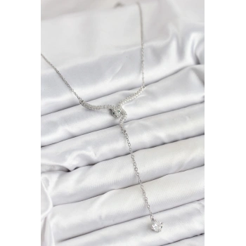 316L Çelik Zincir Gümüş Renk Yılan Model Y Kolye - TJ-BKO10663