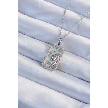 316L Çelik Zincir Gümüş Renk Zirkon Taşlı Yüz Figürlü Tarot Kolye - TJ-BKO9240