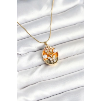 316L Çelik Zincir Kelebek Model Sanatsal Portre Kadın Kolye - TJ-BKO10594