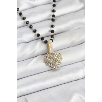316L Çelik Zincir Kristal Boncuklu Kalpli Kadın Kolye - TJ-BKO10562