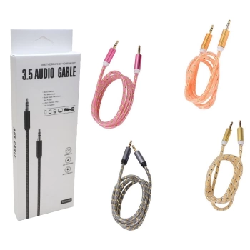 3.5 MM ERKEK/ERKEK RENKLİ STEREO AUX ÖRGÜLÜ KABLO 1 METRE KUTULU (4887)