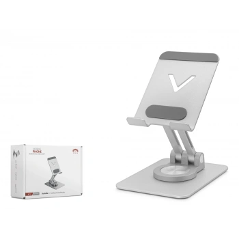 360 Derece Döner Ayarlanabilir Masaüstü Telefon Standi Metal - Gümüş HDX8025
