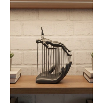 3d El Formlu İnsan Figürü Gri Soyut Tasarım Dekoratif Biblo