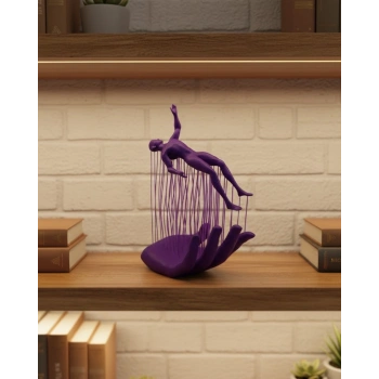 3d El Formlu İnsan Figürü Mor Özgün Sanat Biblosu 12x18 Cm