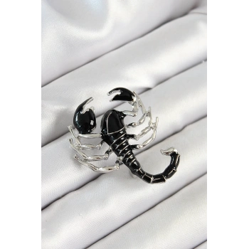 3D Siyah Akrep Figürlü Gümüş Renk Kadın Broş - TJ-BR439