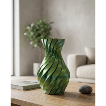 3d Spiral Yeşil Vazo Modern Tasarım Dekoratif Ev Aksesuarı