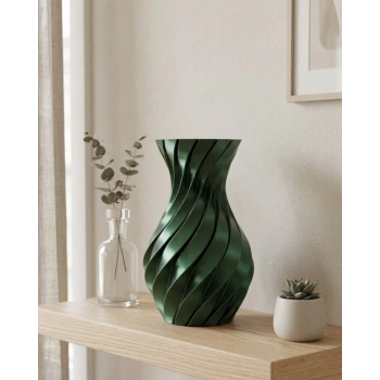 3d Spiral Yeşil Vazo Modern Tasarım Dekoratif Ev Ve Ofis Aksesuarı