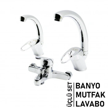 3LÜ SET   BANYO - EVYE MUTFAK - LAVABO   AÇ KAPA  MİX BATARYA MUSLUK (4887)