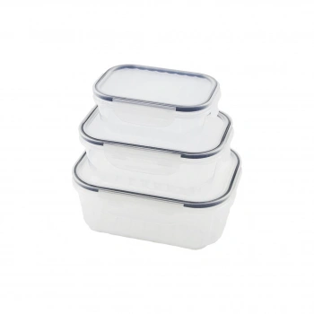 3PCS QUİCK SIZDIRMAZ SAKLAMA KABI SETİ ŞEFFAF KAP - BUĞULU-CONTALI KAPAK  500-1000-1700ML (4887)