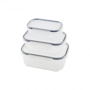 3PCS SIZDIRMAZ SAKLAMA KABI SETİ ŞEFFAF KAP BUĞULU CONTALI KAPAK 500 1000 1700ML