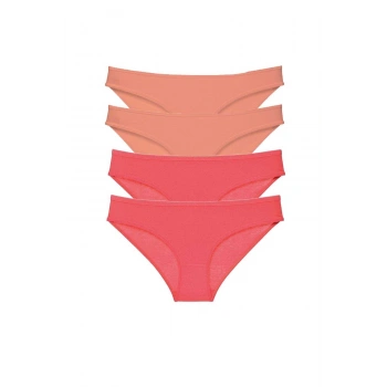 4 adet Eko Set Likralı Kadın Slip Külot Pudra Fuşya