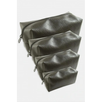 4 Adet El Tutmalı Makyaj Çantası