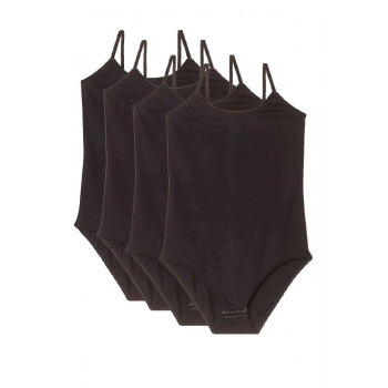 4 Adet İp Askılı Kadın Çıtçıtlı Body Siyah