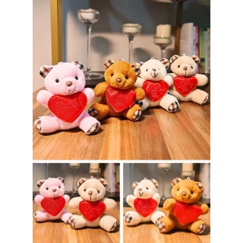4 Adet Mini Lüx Ayıcık Kalpli Love Yazılı Hediyelik Ayıcık 11 cm x 9 cm
