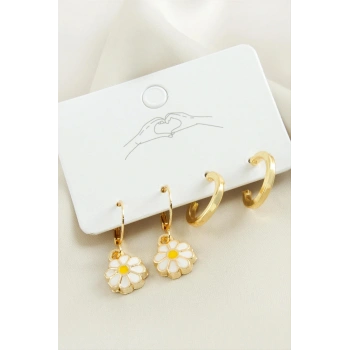 4 Adet Papatya Mineli Halka Küpe