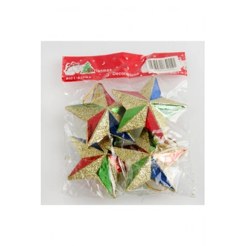 4 Adet Simli Yıldız Yılbaşı Ağaç Süsü 7 cm