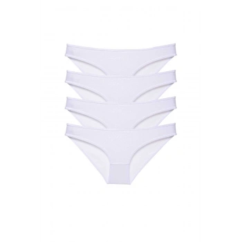 4 adet Süper Eko Set Likralı Kadın Slip Külot Beyaz