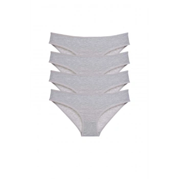 4 adet Süper Eko Set Likralı Kadın Slip Külot Gri