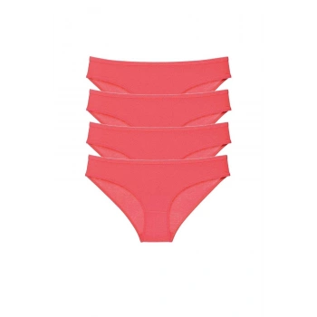 4 adet Süper Eko Set Likralı Kadın Slip Külot Kırmızı
