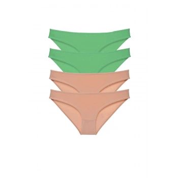 4 adet Süper Eko Set Likralı Kadın Slip Külot Yeşil Ten