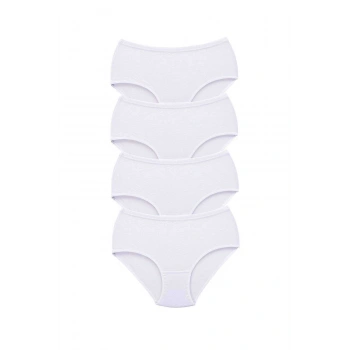 4 Adet Tutku Kadın Yüksek Bel Bato Kalın Lastik Külot Beyaz