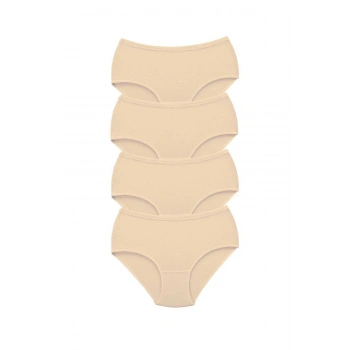 4 Adet Tutku Kadın Yüksek Bel Bato Kalın Lastik Külot Ten