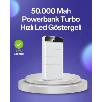 4 Cihazı Aynı Anda Şarj Edebilen Güçlü Powerbank 50000 Mah