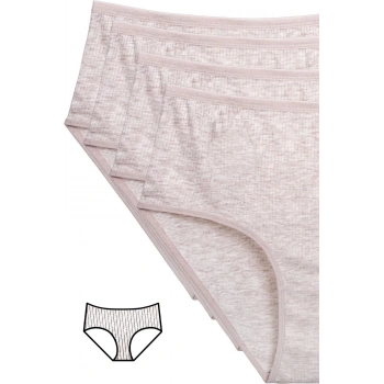 4lü Yeni Seri Renkli Yüksek Bel Fitilli Ribana Bato Külot Kahve