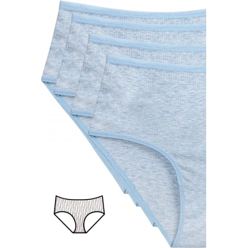 4lü Yeni Seri Renkli Yüksek Bel Fitilli Ribana Bato Külot Mavi