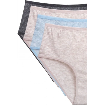 4lü Yeni Seri Renkli Yüksek Bel Fitilli Ribana Bato Külot Pudra Gri Turquaz