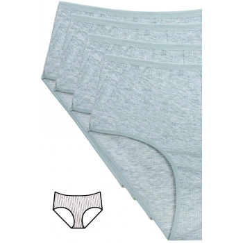 4lü Yeni Seri Renkli Yüksek Bel Fitilli Ribana Bato Külot Yeşil