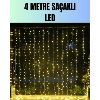 4 Metre Yılbaşı Şelale Led Perde Işık Ev Bahçe Dekor