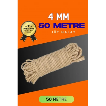 4 MM 50 Metre Jüt Halat Dekoratif Hasır İp Urgan Süs