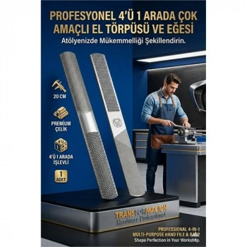 4ü 1 Arada Profesyonel El Törpüsü Eğe Seti - Ahşap Metal Raspası Düz Yarım Yuvarlak 723175