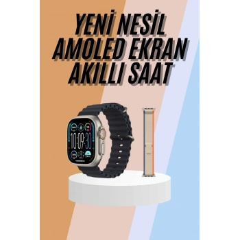 49mm Akıllı Saat Amoled Ekranlı Kadın Erkek Kol Saati Plastik Kordon