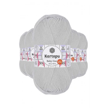 5 Adet Baby One Tüylenmeyen El Örgü İpi Yünü Alaska Gri K992