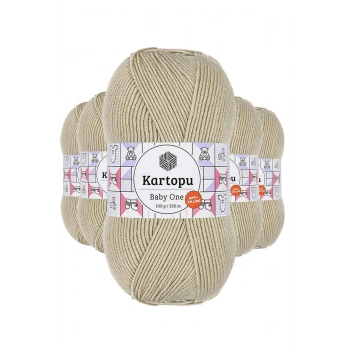 5 Adet Baby One Tüylenmeyen El Örgü İpi Yünü Bej K861