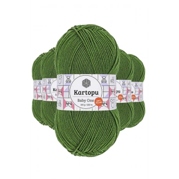 5 Adet Baby One Tüylenmeyen El Örgü İpi Yünü Yeşil K1391