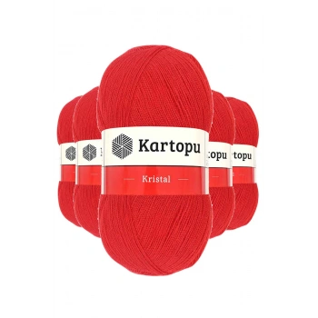 5 Adet Kristal Çift Katlı El Örgü Lif İpi Açık Kırmızı K160