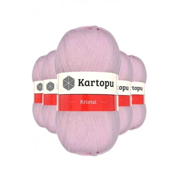 5 Adet Kristal Çift Katlı El Örgü Lif İpi Açık Pembe K699 - kartopu mudanis