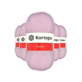 5 Adet Kristal Çift Katlı El Örgü Lif İpi Açık Pembe K699 - kartopu mudanis
