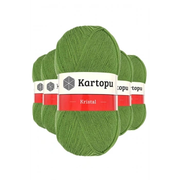 5 Adet Kristal Çift Katlı El Örgü Lif İpi Açık Yeşil K442