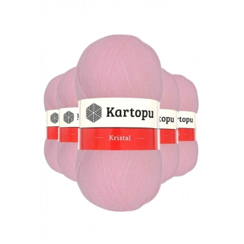 5 Adet Kristal Çift Katlı El Örgü Lif İpi Bebe Pembe K788 - kartopu mudanis