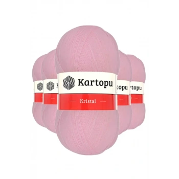 5 Adet Kristal Çift Katlı El Örgü Lif İpi Bebe Pembe K788 - kartopu mudanis