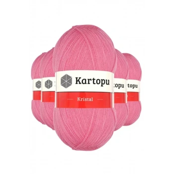 5 Adet Kristal Çift Katlı El Örgü Lif İpi Koyu Pembe K1790 - kartopu mudanis