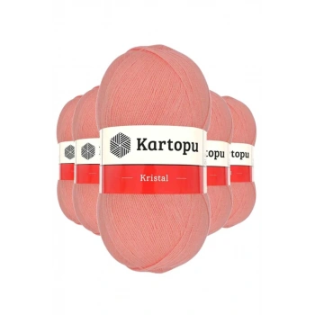 5 Adet Kristal Çift Katlı El Örgü Lif İpi Koyu Somon K1217 - kartopu mudanis