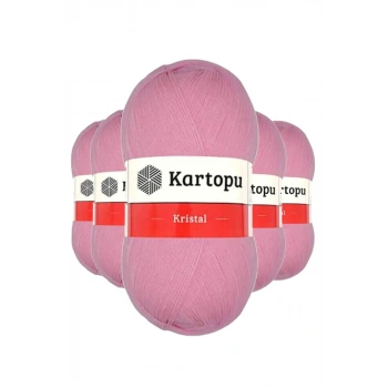 5 Adet Kristal Çift Katlı El Örgü Lif İpi Pembe K774 - kartopu mudanis