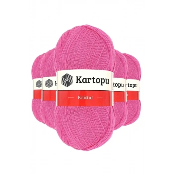 5 Adet Kristal Çift Katlı El Örgü Lif İpi Şeker Pembe K772 - kartopu mudanis